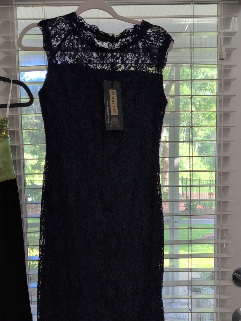 Sleeveless Navy Blue Lace Sheath Dress  By Stanzin